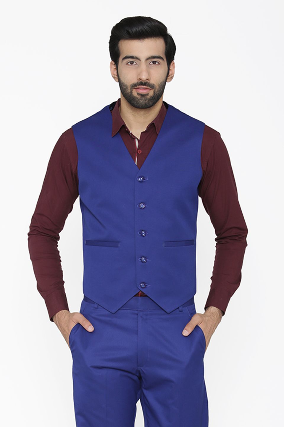 Polyester Cotton Blue Waist Coat