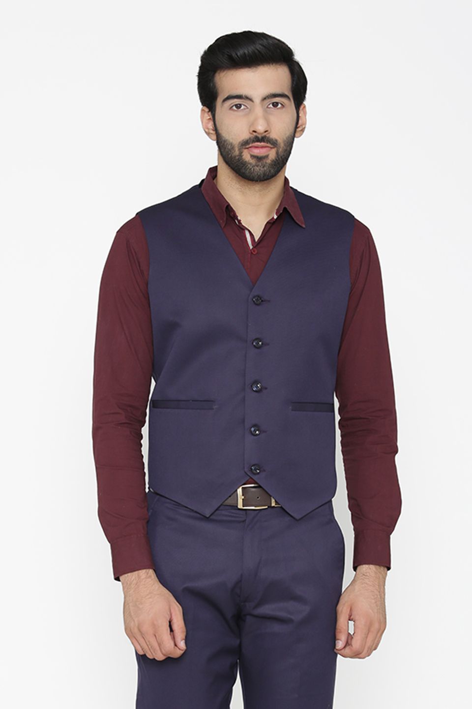 Polyester Cotton Blue Waist Coat
