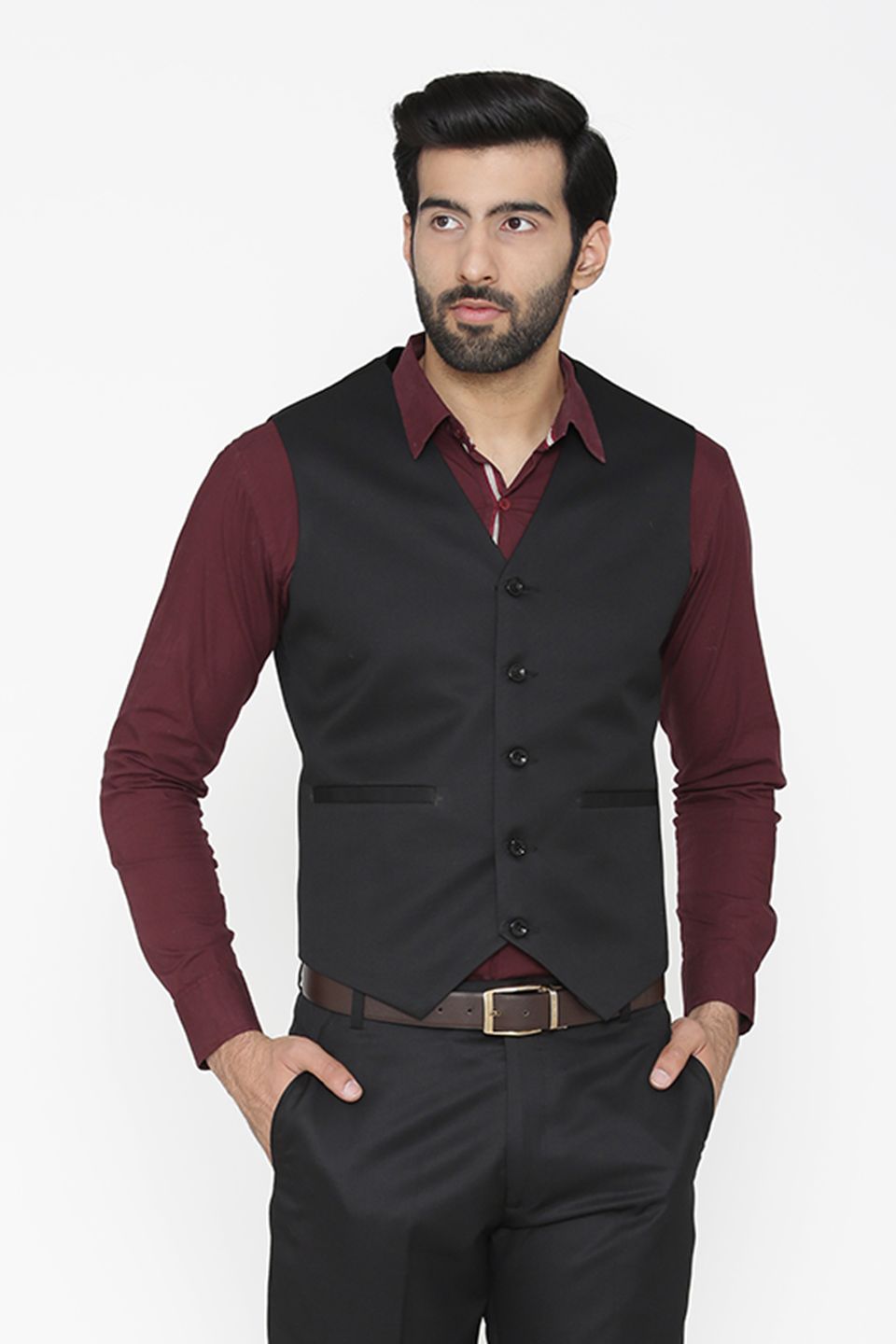 Polyester Cotton Black Waist Coat