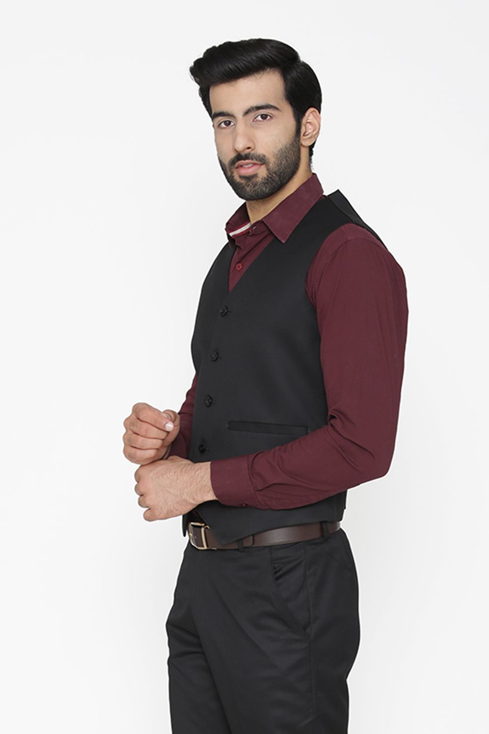Polyester Cotton Black Waist Coat