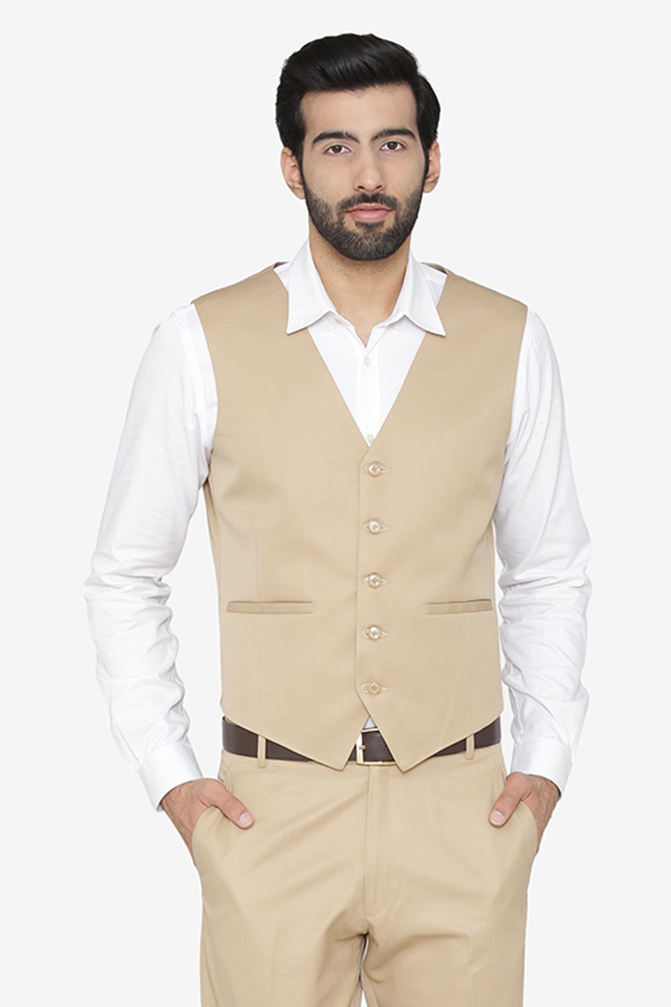 Polyester Cotton Beige Waist Coat