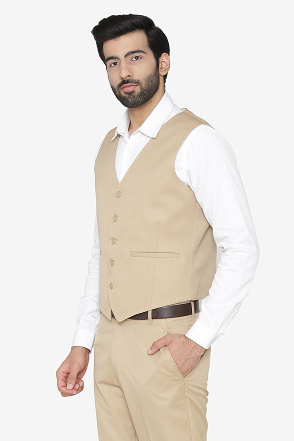 Polyester Cotton Beige Waist Coat