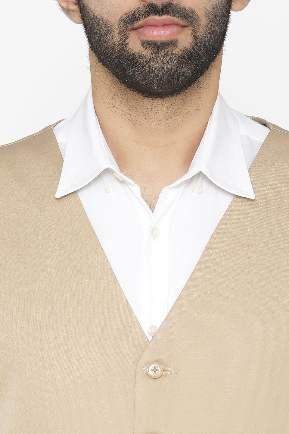 Polyester Cotton Beige Waist Coat