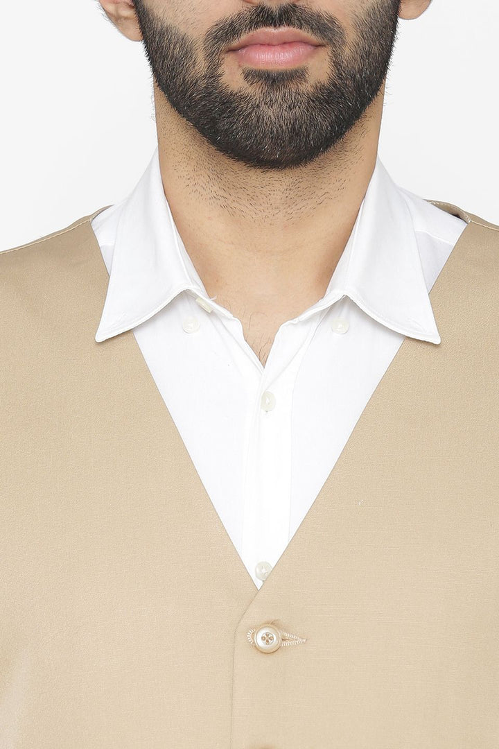 Polyester Cotton Beige Waist Coat