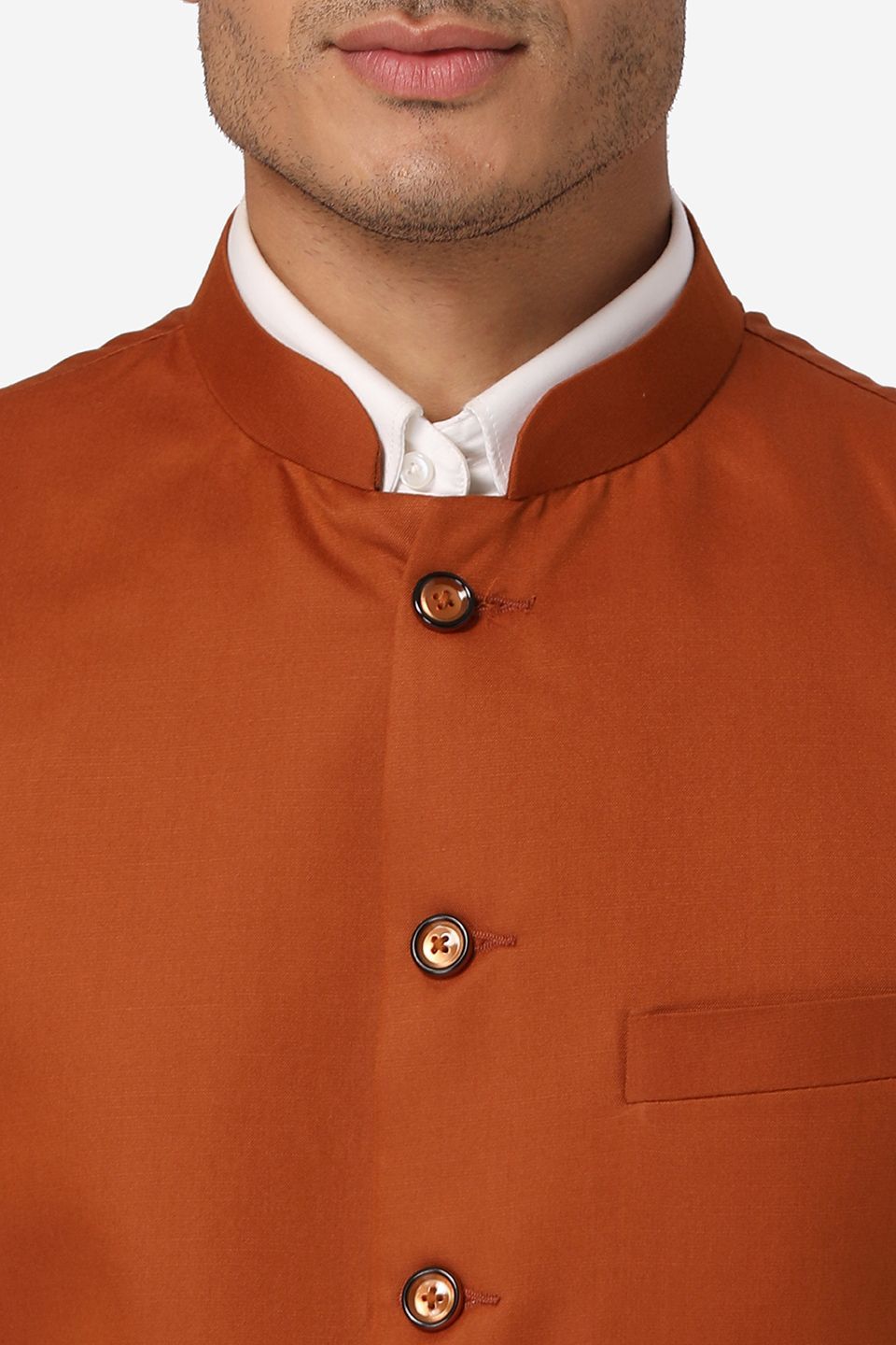 WINTAGE Men's Poly Cotton Festive and Casual Nehru Jacket Vest Waistcoat : Orange