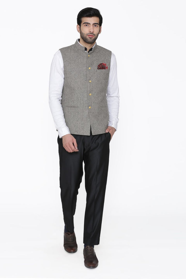 Tweed Wool Grey Modi Nehru Jacket