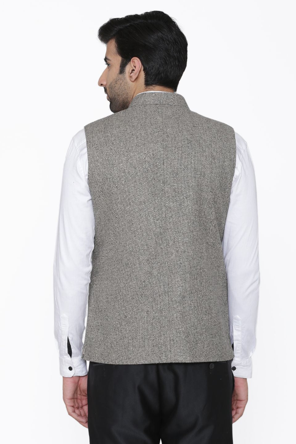 Tweed Wool Grey Modi Nehru Jacket