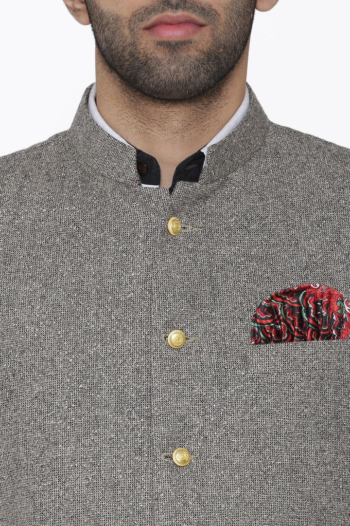 Tweed Wool Grey Modi Nehru Jacket