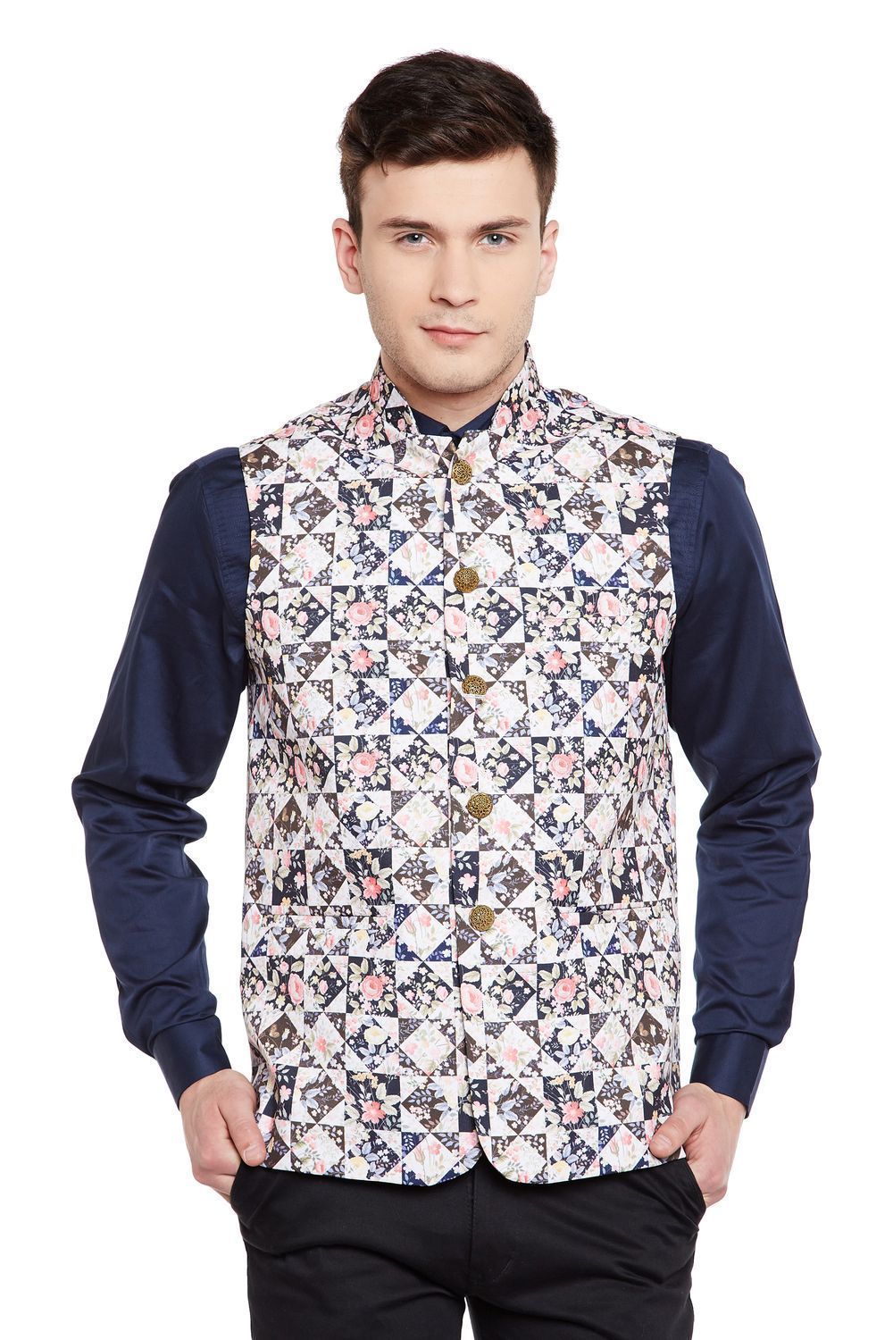 Imported Rayon MulticolouRed Nehru Jacket