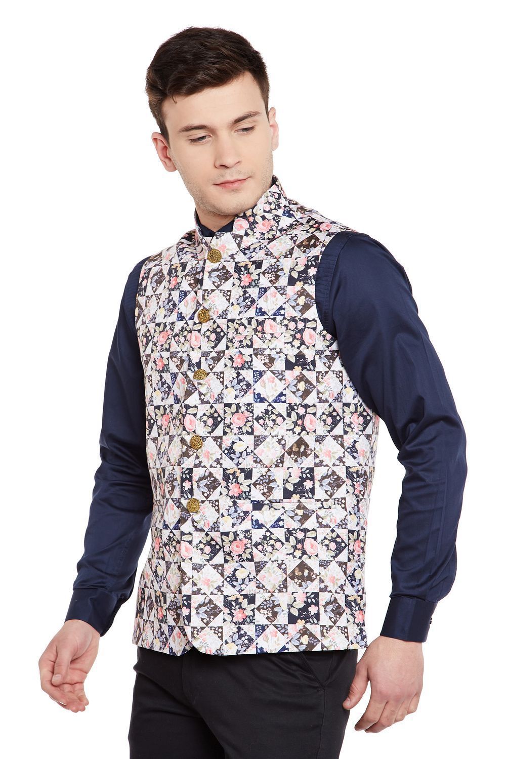 Imported Rayon MulticolouRed Nehru Jacket