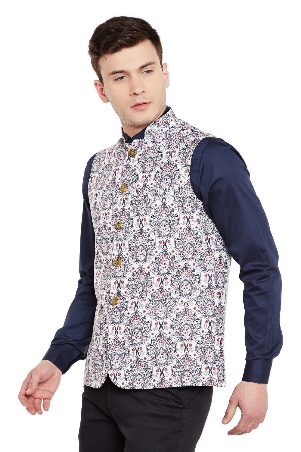 Imported Rayon MulticolouRed Nehru Jacket