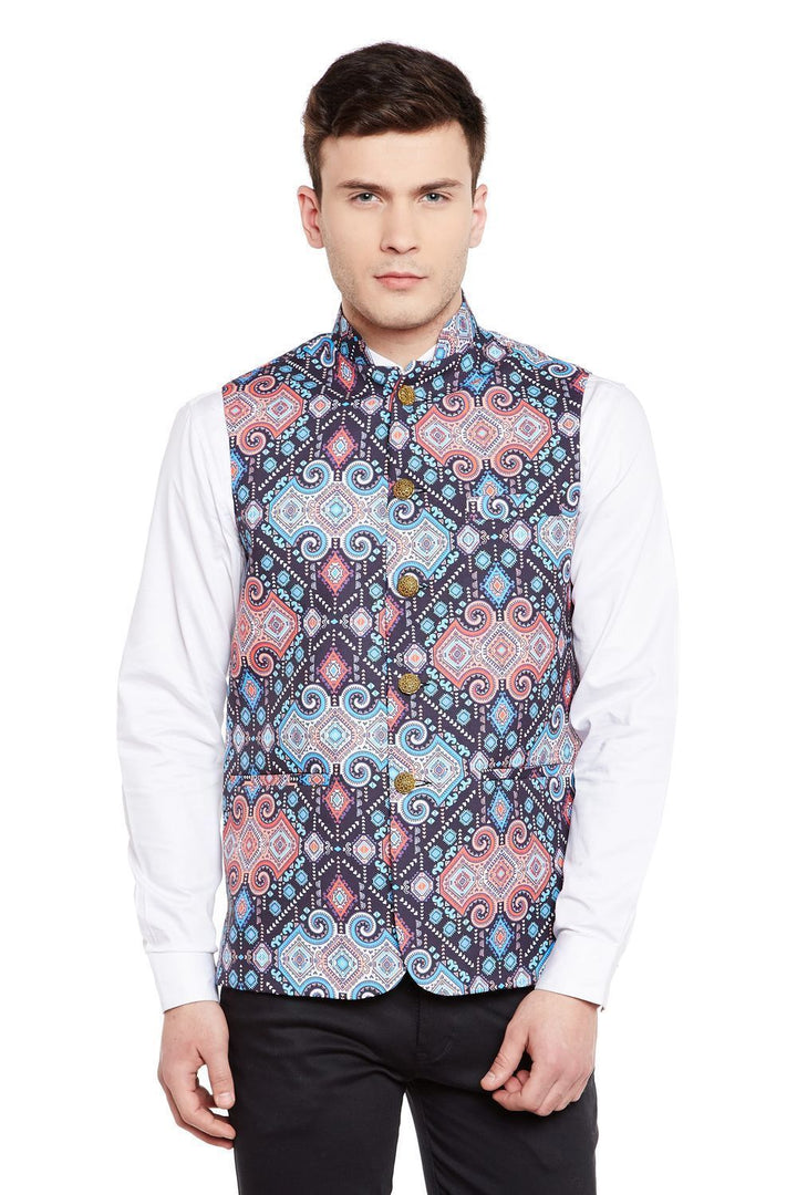 Imported Rayon MulticolouRed Nehru Jacket