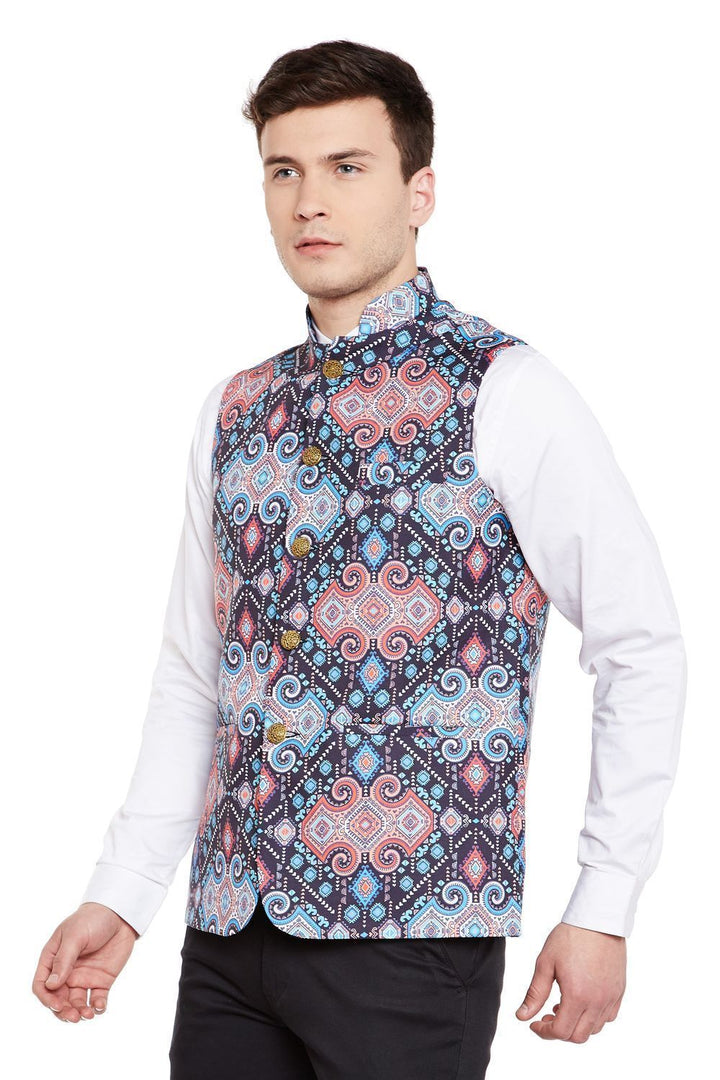 Imported Rayon MulticolouRed Nehru Jacket