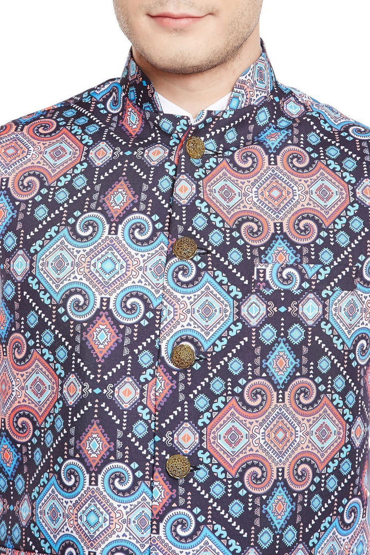 Imported Rayon MulticolouRed Nehru Jacket