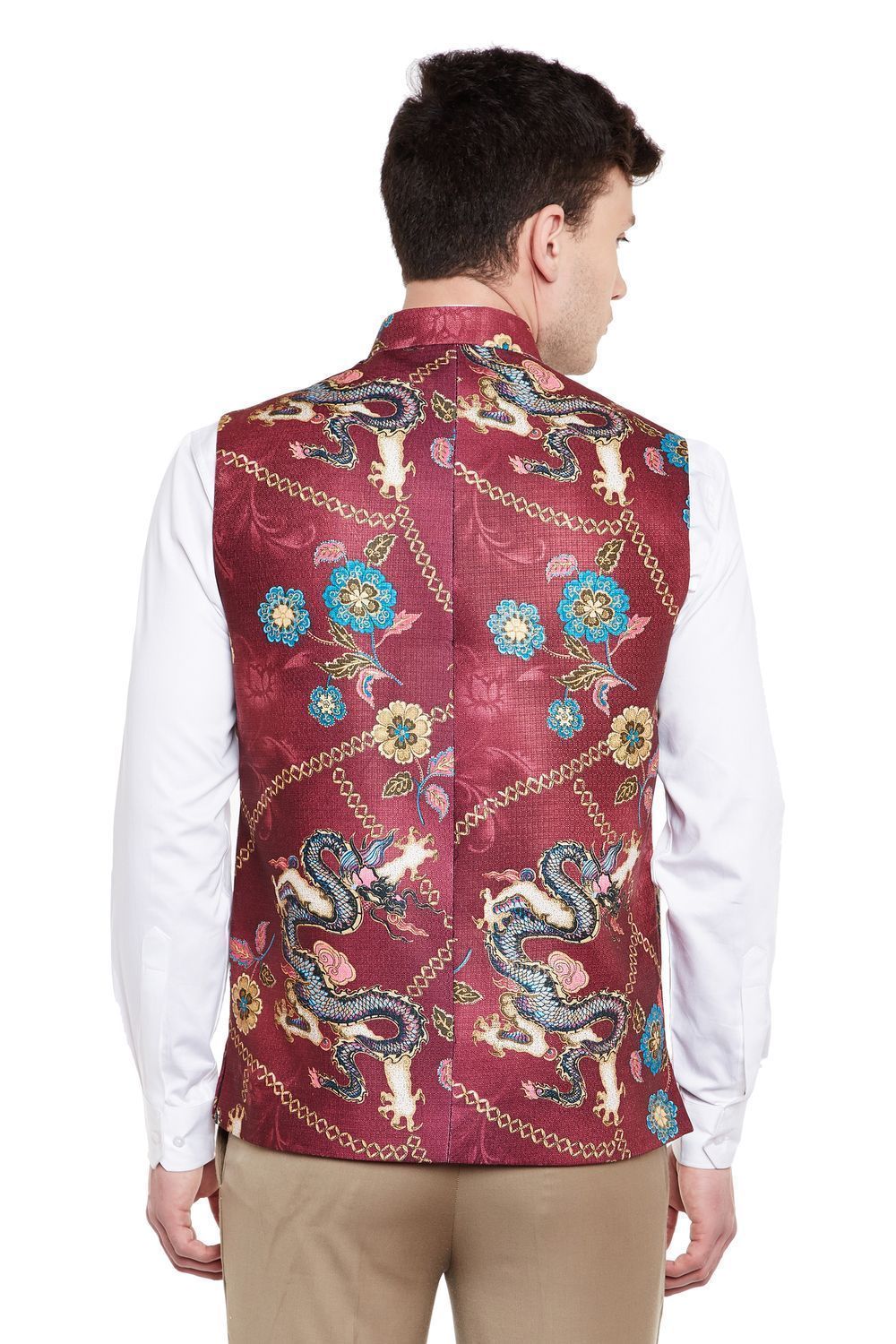 Imported Rayon MulticolouRed Nehru Jacket