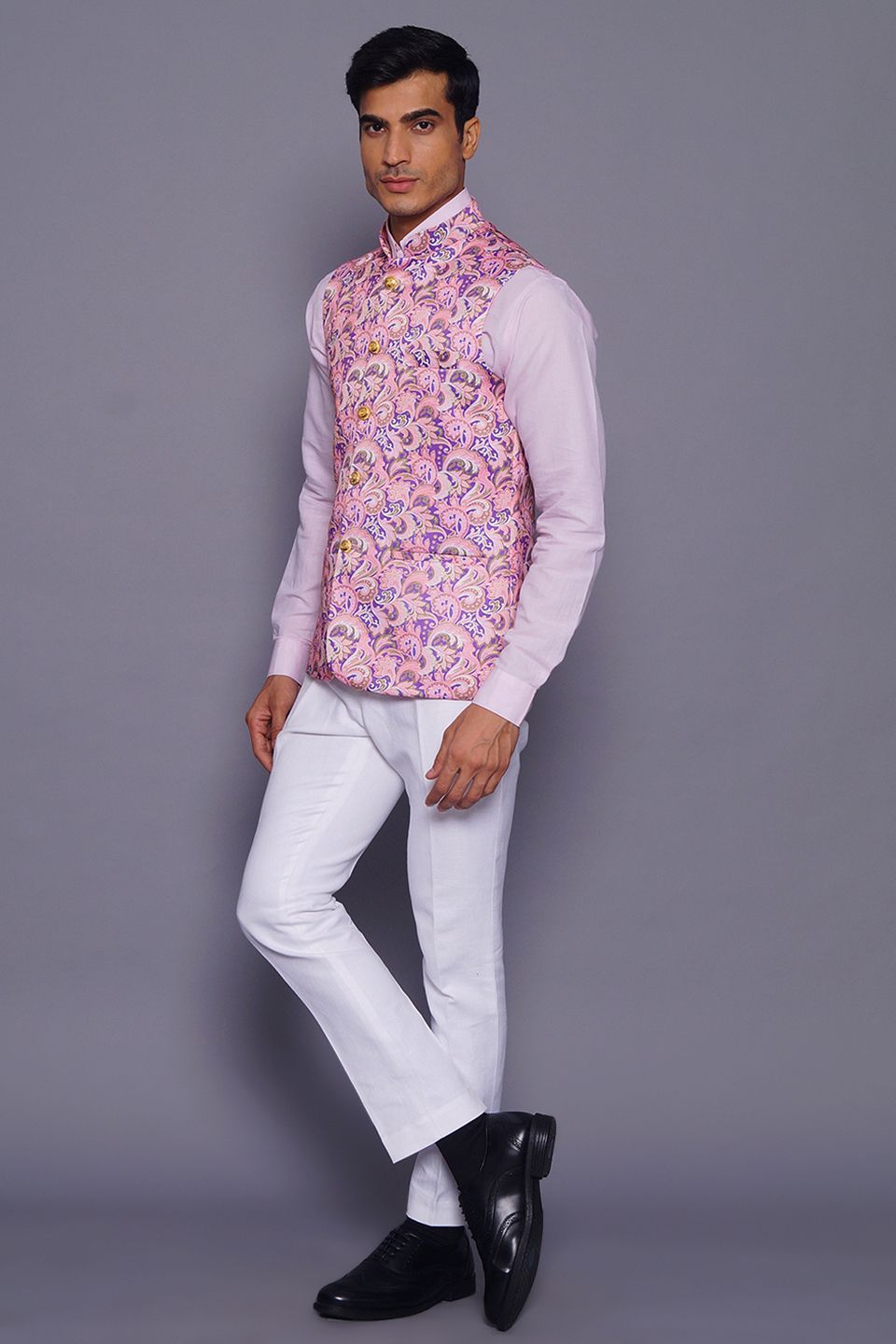 Imported Rayon Pink Modi Nehru Jacket