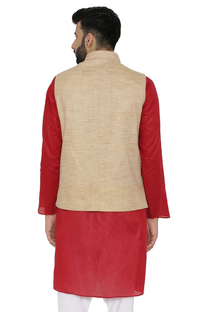 Cotton  Beige Nehru Jacket