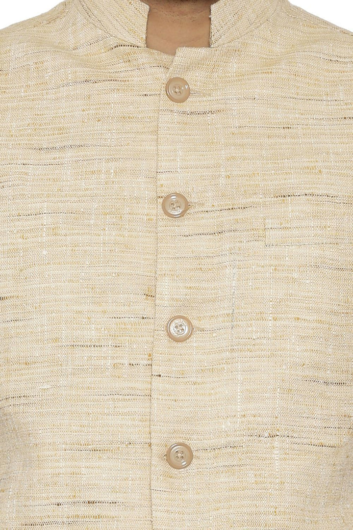 Cotton  Beige Nehru Jacket
