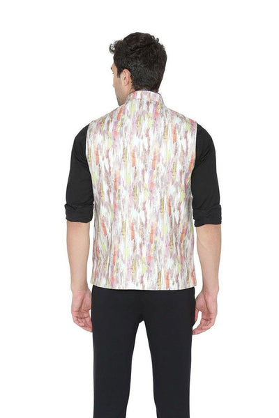 Rayon Fabric MulticolouRed Nehru Jacket