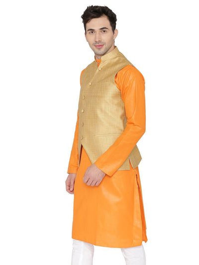 Banarasi Rayon Cotton Gold Nehru Jacket