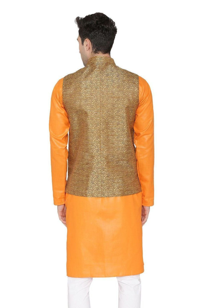 Banarasi Rayon Cotton Brown Nehru Jacket