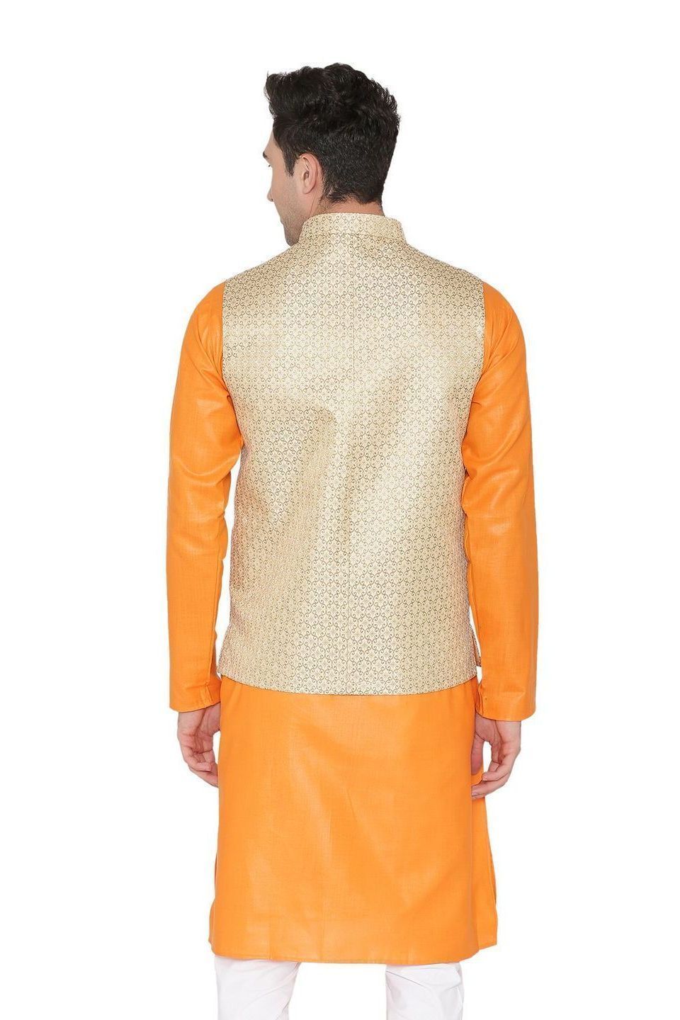 Banarasi Rayon Cotton Beige Nehru Jacket