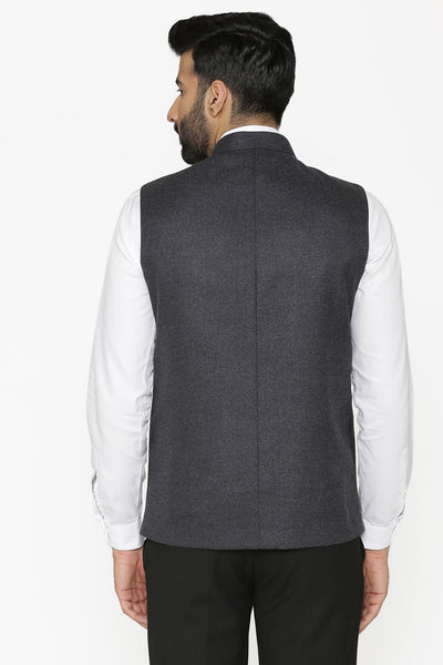 Tweed Wool Grey Nehru Jacket