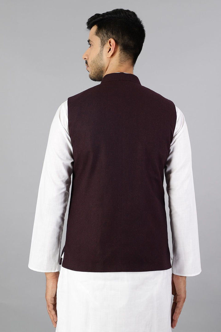 Tweed Wool Purple Modi Nehru Jacket