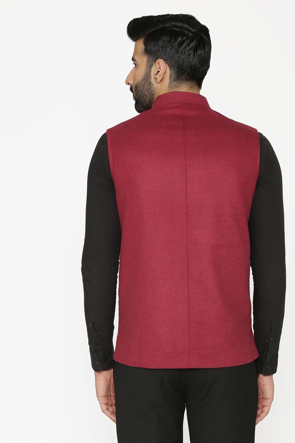 Tweed Wool Red Nehru Jacket