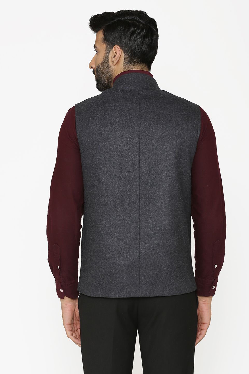 Tweed Wool Grey Nehru Jacket
