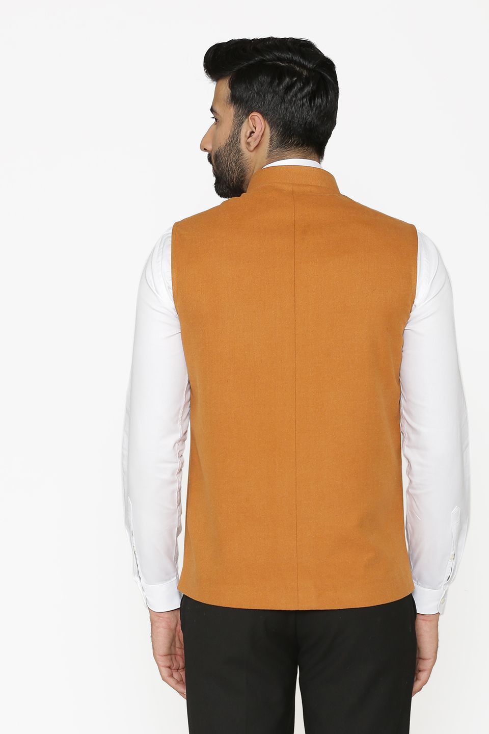 Tweed Wool Orange Nehru Jacket