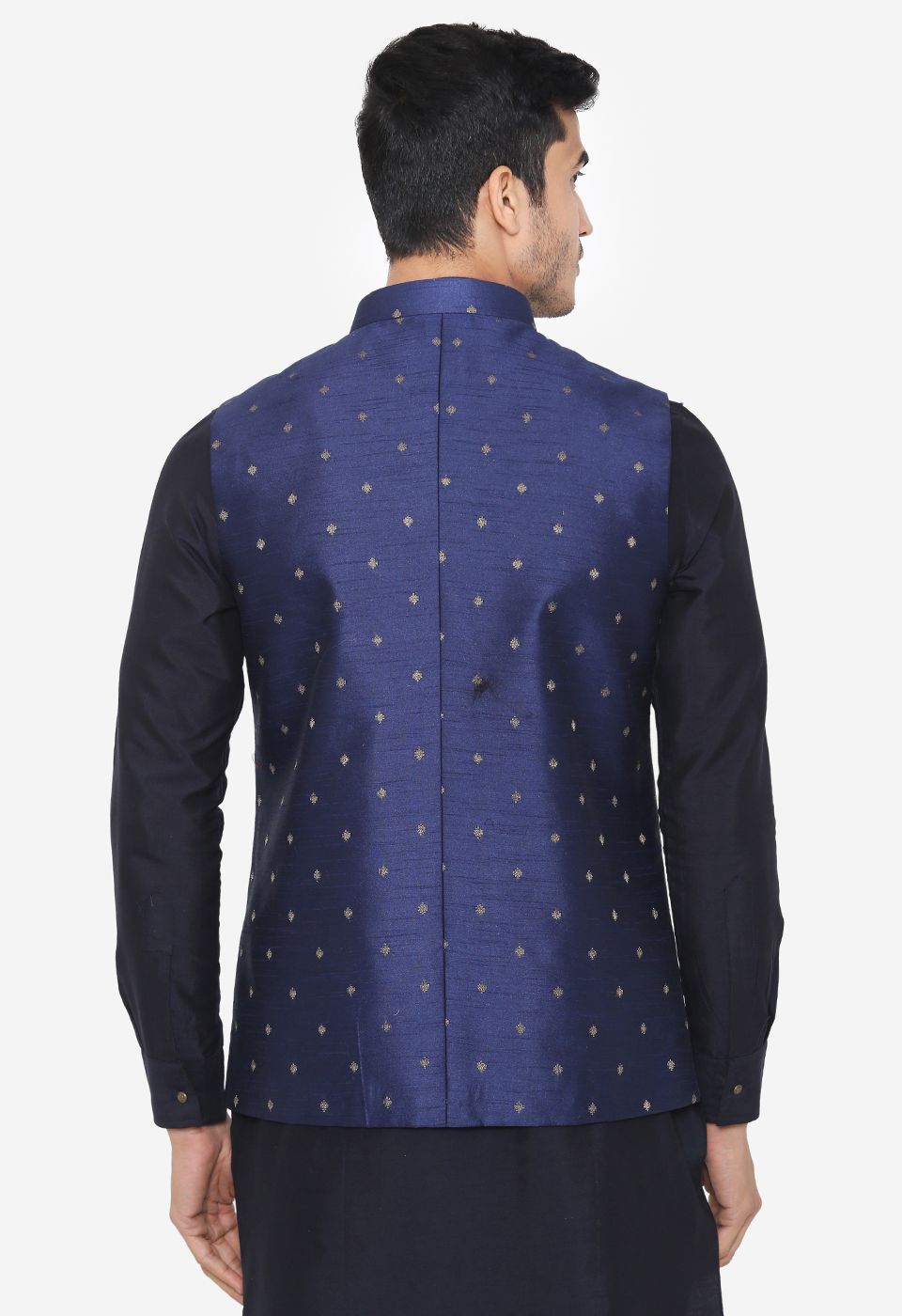 Banarsi Rayon Cotton Blue Nehru Modi Jacket