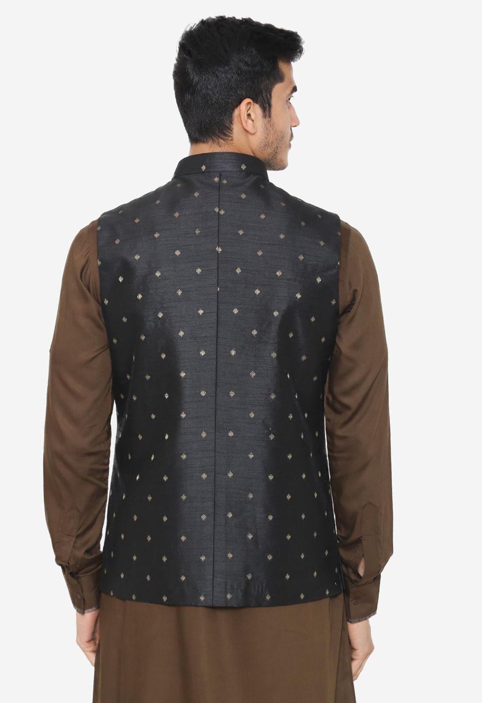 Banarsi Rayon Cotton Black Nehru Modi Jacket