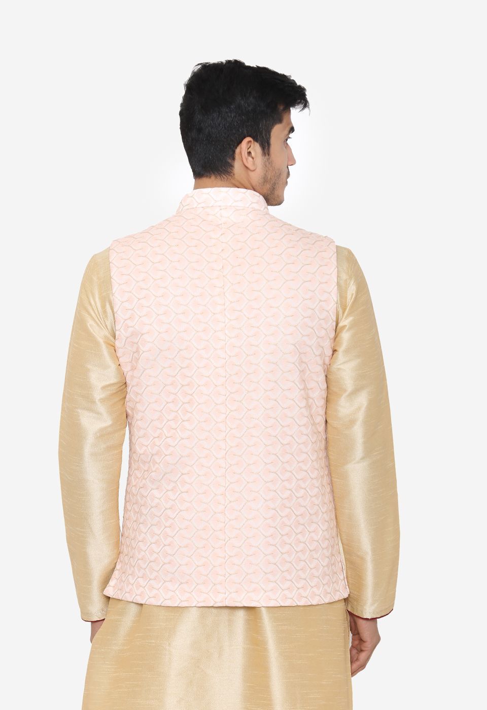 Banarsi Rayon Cotton Pink Nehru Modi Jacket