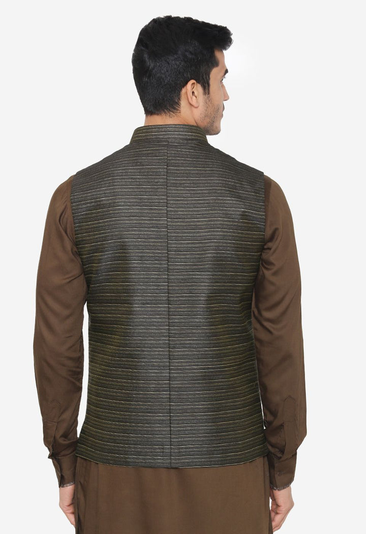 Banarsi Rayon Cotton Dark Green Nehru Modi Jacket