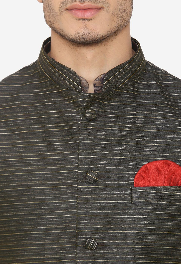 Banarsi Rayon Cotton Dark Green Nehru Modi Jacket