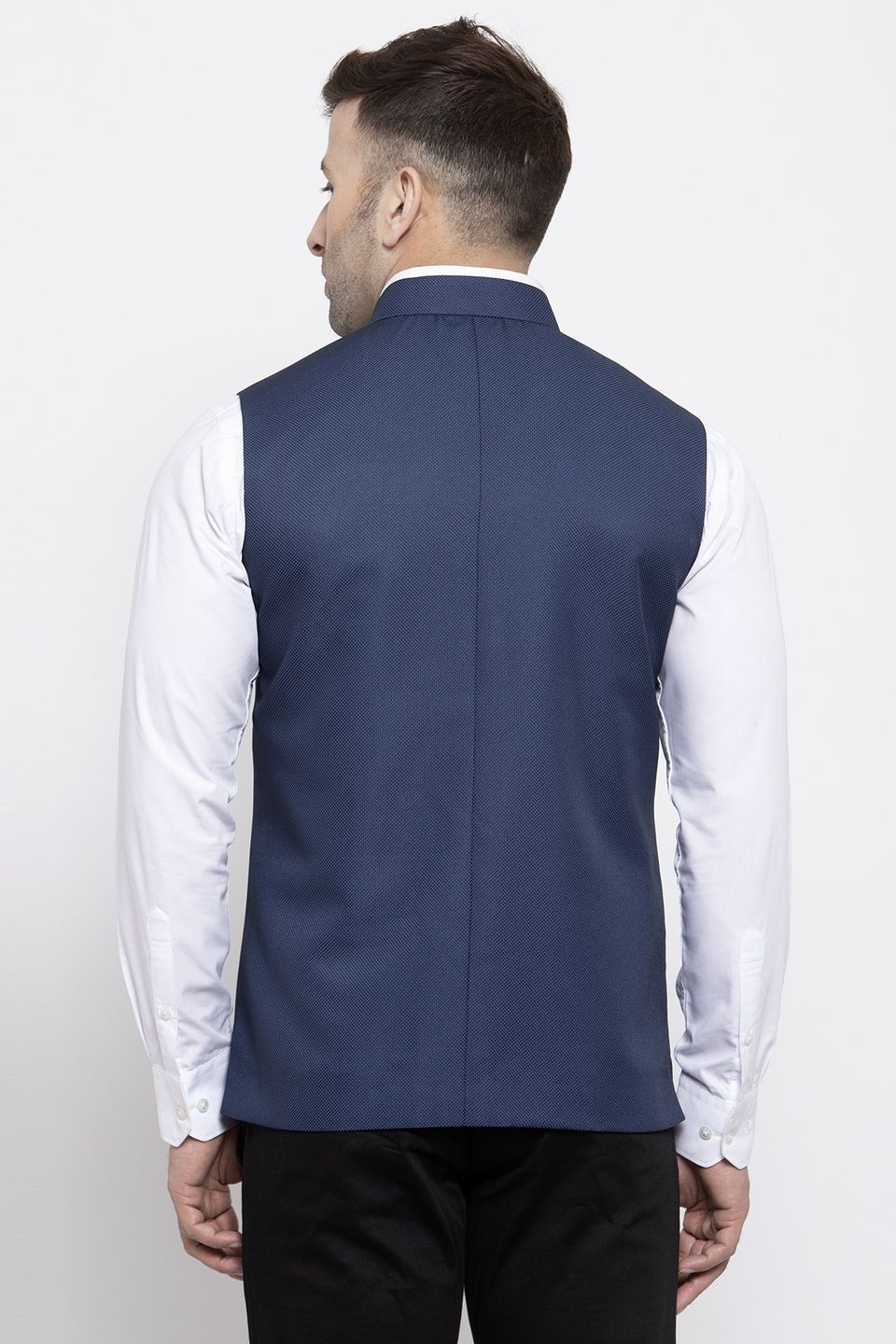 WINTAGE Men's Poly Cotton Festive and Casual Nehru Jacket Vest Waistcoat : Blue