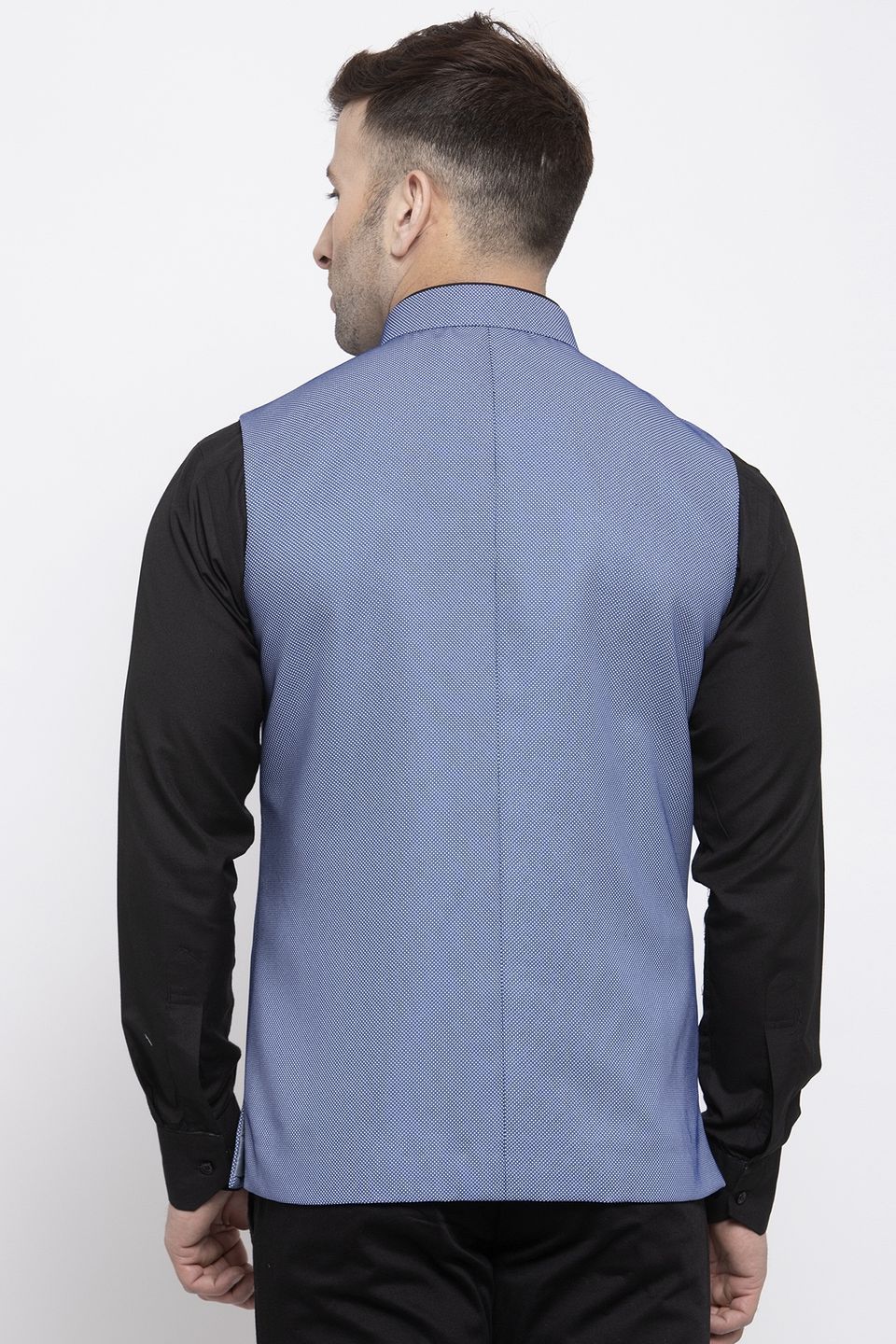 WINTAGE Men's Poly Cotton Festive and Casual Nehru Jacket Vest Waistcoat : Blue