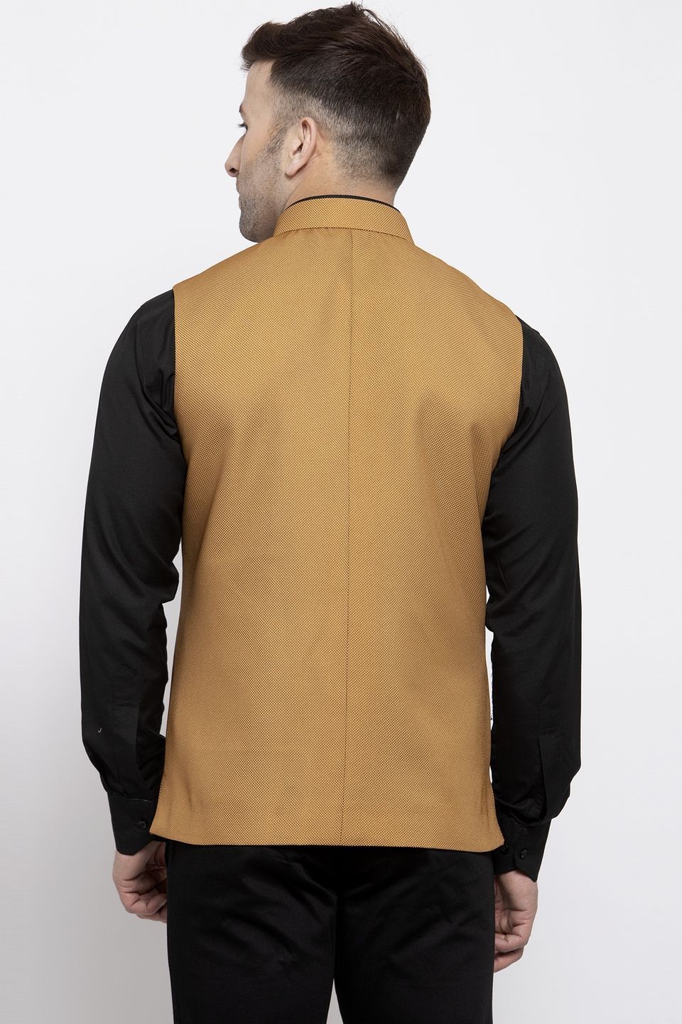 WINTAGE Men's Poly Cotton Festive and Casual Nehru Jacket Vest Waistcoat : Brown