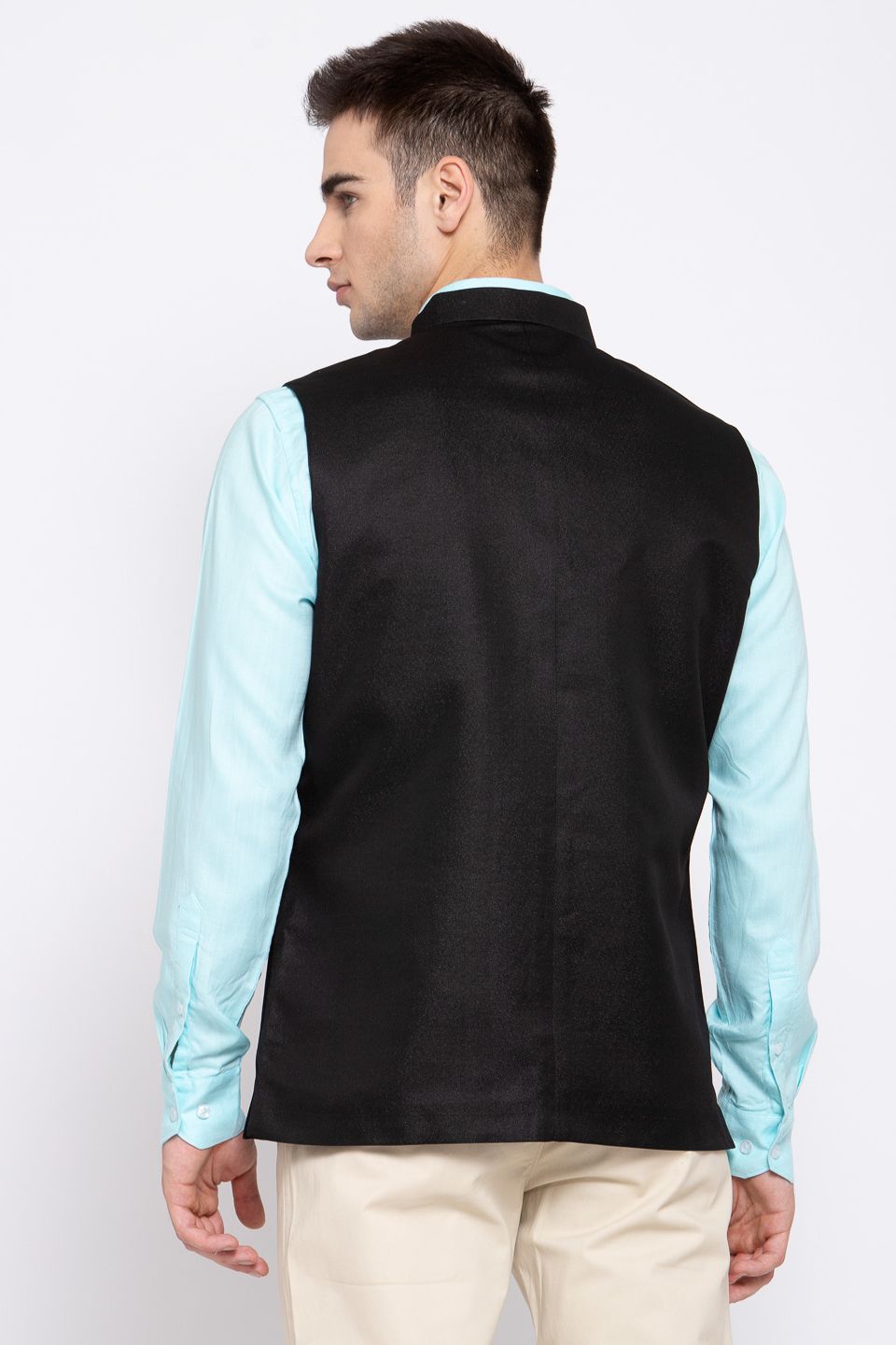 Wintage Men's Poly Blend Formal and Evening Nehru Jacket Vest Waistcoat : Black