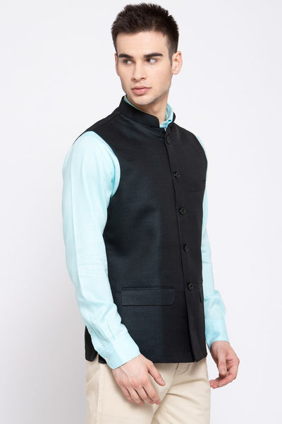 Wintage Men's Poly Blend Formal and Evening Nehru Jacket Vest Waistcoat : Green