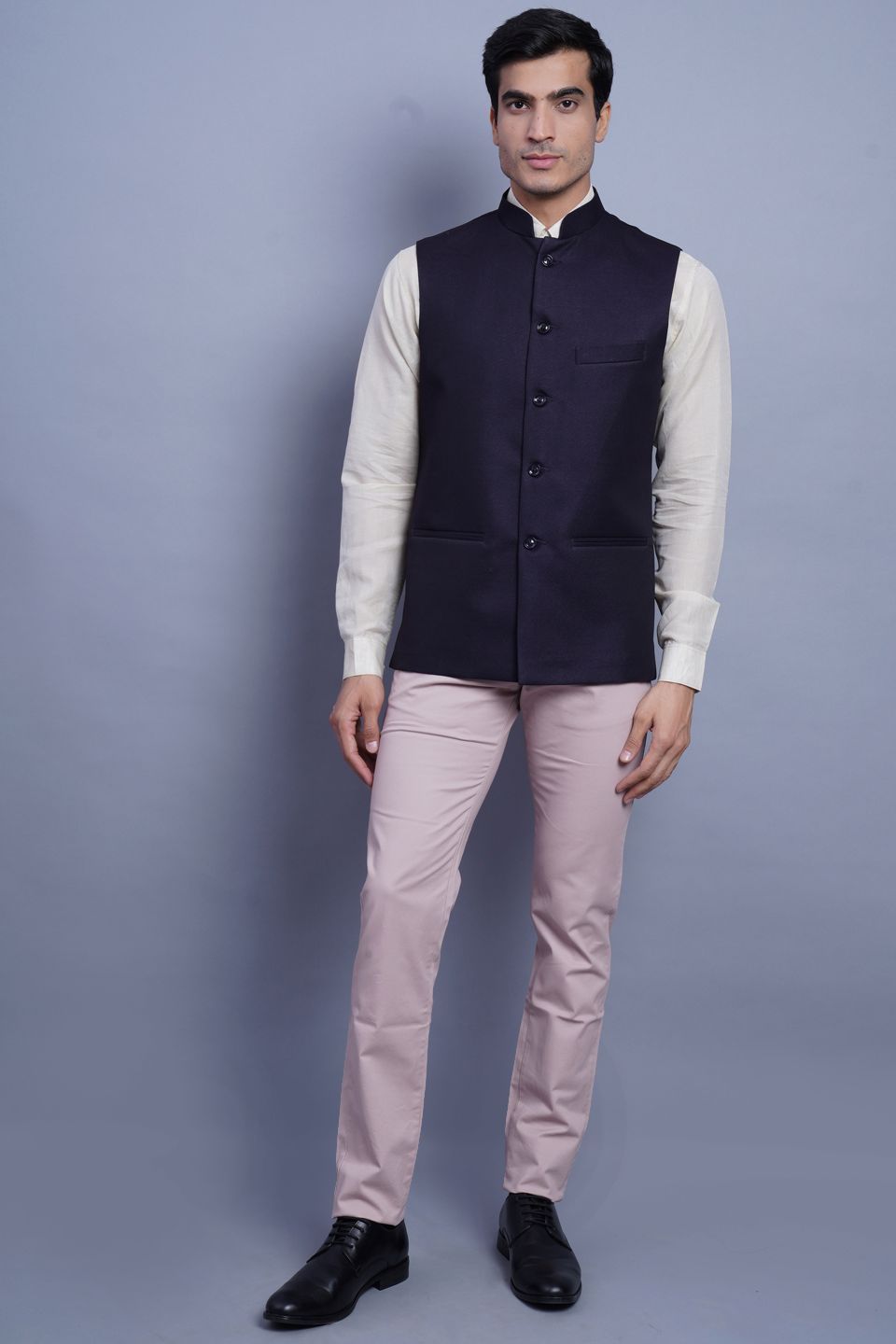 Poly Blend Violet Nehru Jacket