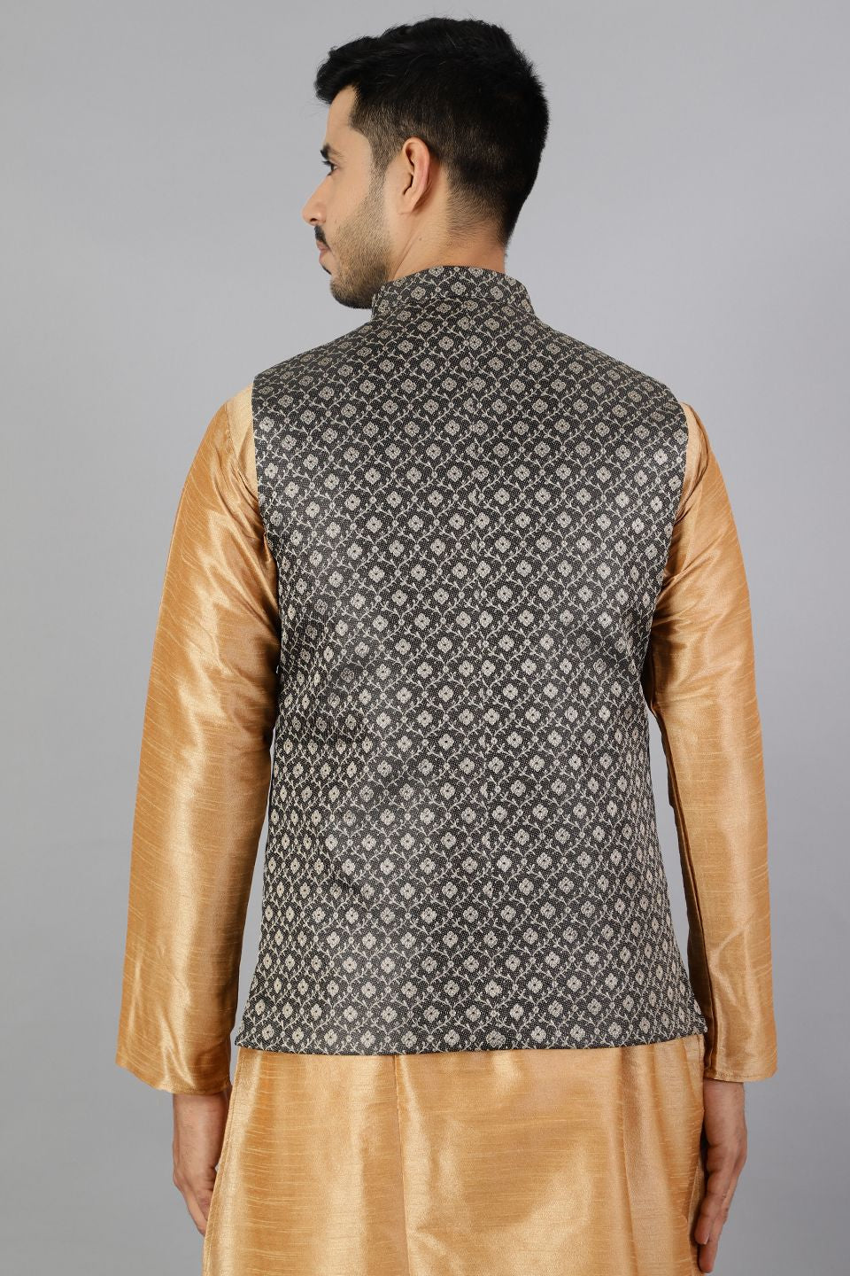 Banarasi Rayon Cotton Grey Modi Nehru Jacket