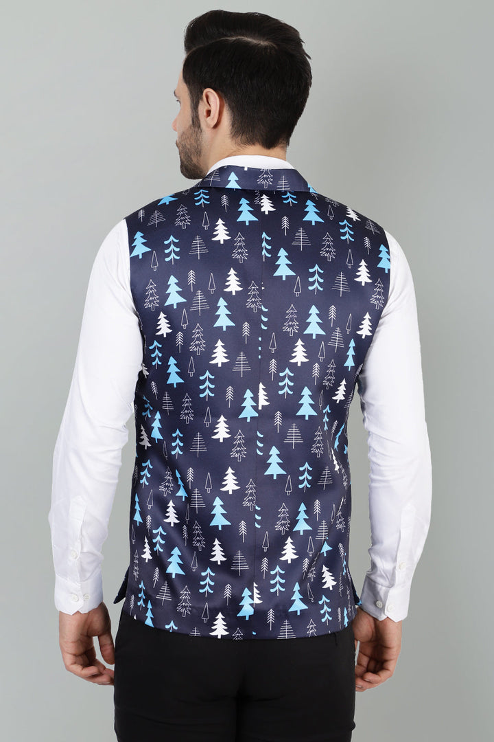 Polyester Cotton Christmas Blue Jacket Vest Waistcoat
