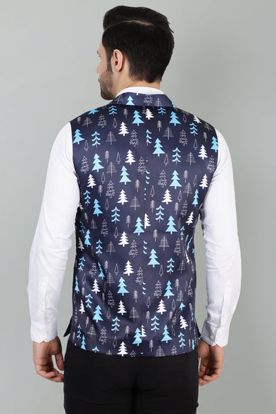 Polyester Cotton Christmas Blue Jacket Vest Waistcoat