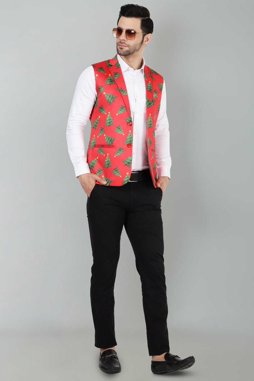 Polyester Cotton Christmas Red Jacket Vest Waistcoat