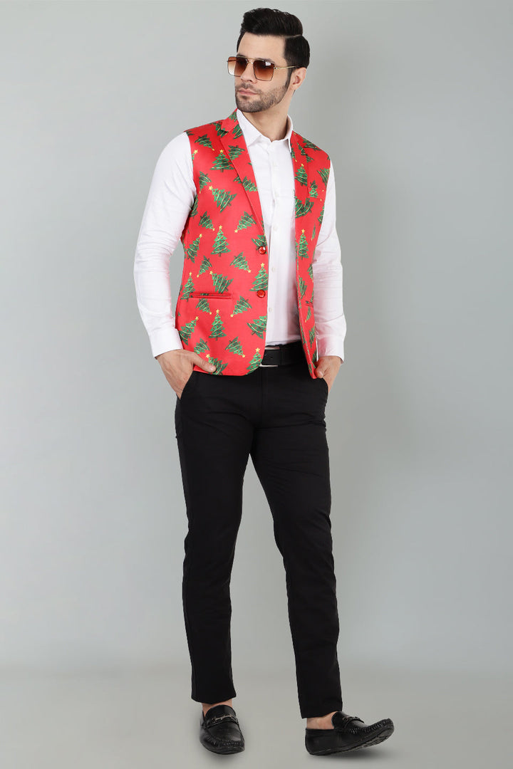 Polyester Cotton Christmas Red Jacket Vest Waistcoat