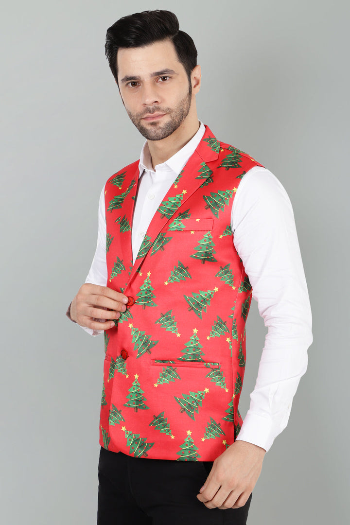 Polyester Cotton Christmas Red Jacket Vest Waistcoat