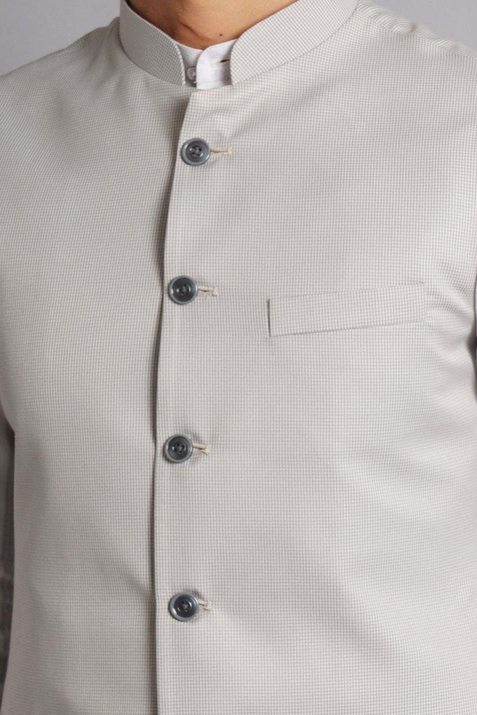 Poly Viscose Grey Solid Modi Nehru Jacket