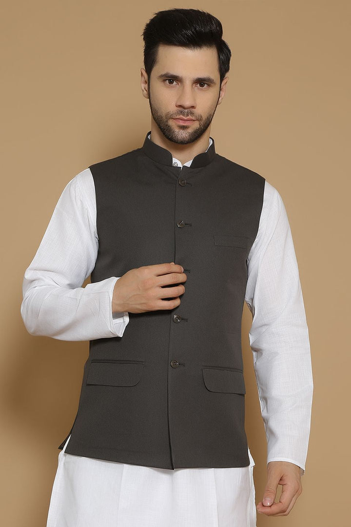 Poly Viscose Black Modi Nehru Jacket